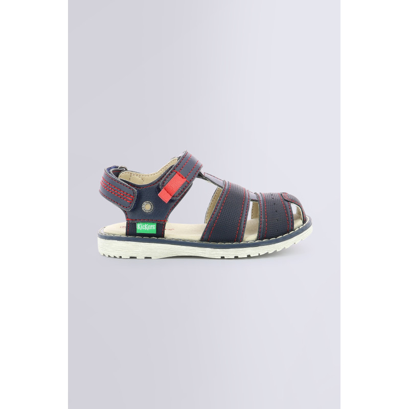 Pepster navy and red Sandals for boy Kickers Official website