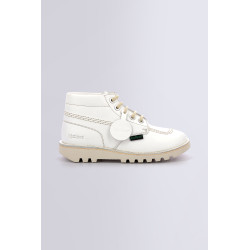 Kickers Kick Hi Zip I White Ankle Boots - Awesome Shoes