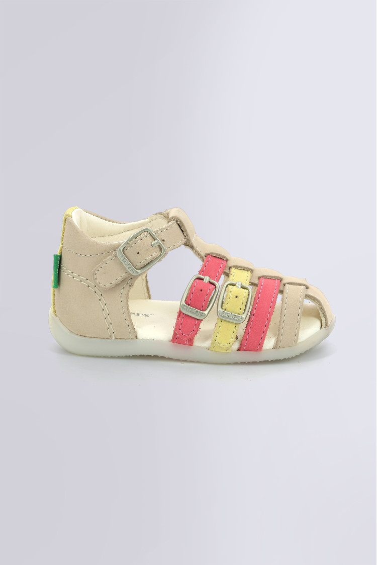 Bigfor beige pink and yellow sandals for girl Kickers