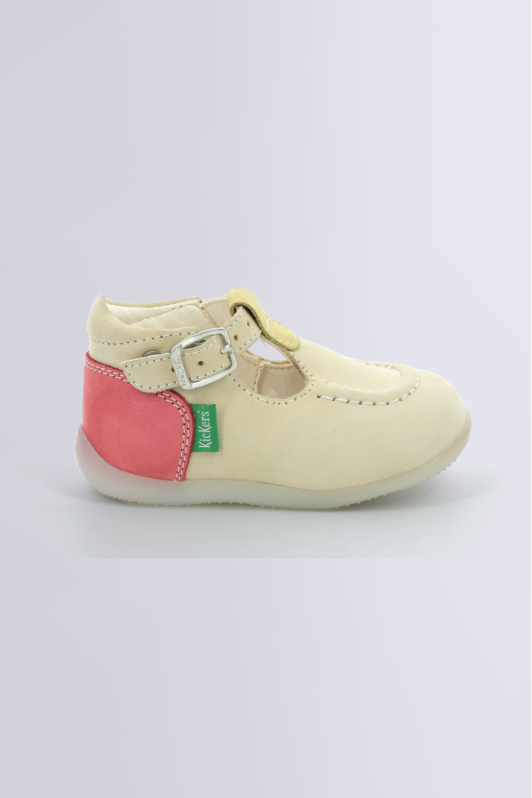 Bonbek T bar zapatos beige rosa y amarillo para ni a Kickers