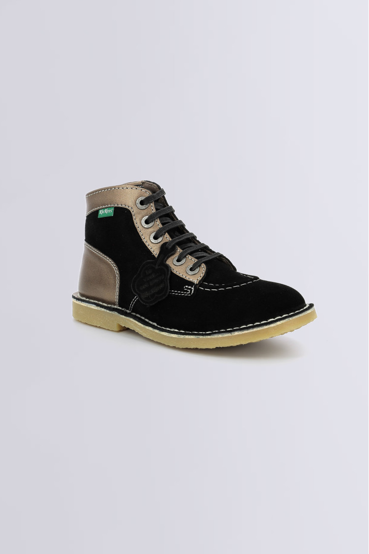 Kicklegend black and bronze ankle boots for woman Kickers